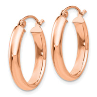14k Rose Gold Polished Oval Tube Hoop Earrings-TF974