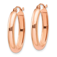 14k Rose Gold Polished Half-Round Oval Hoop Earrings-TF975