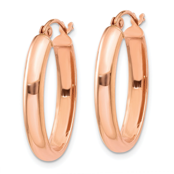 14k Rose Gold Polished Half-Round Oval Hoop Earrings-TF975
