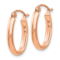 14k Rose Gold Polished Half-Round Oval Hoop Earrings-TF976