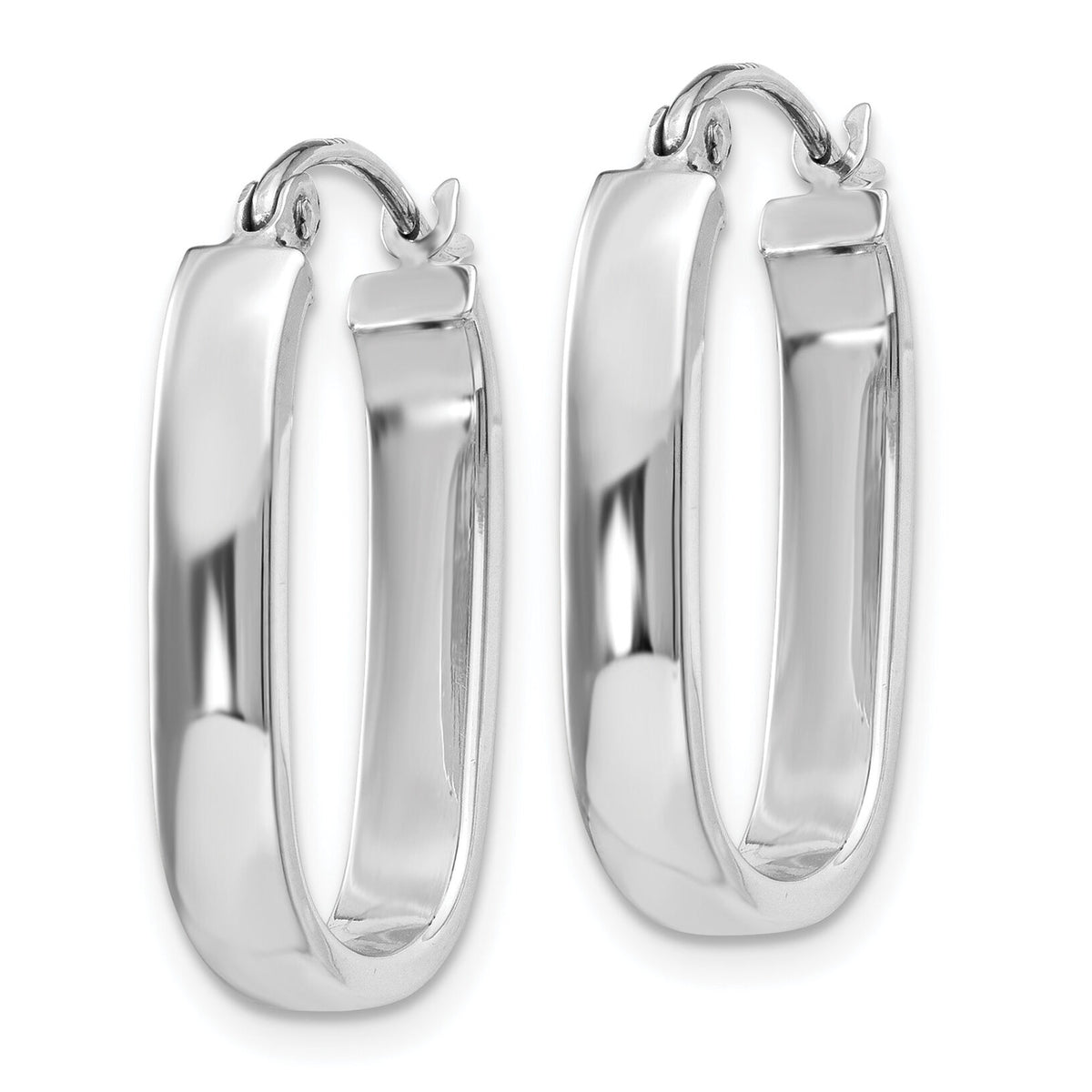14k White Gold Polished Oval Tube Hoop Earrings-TF978