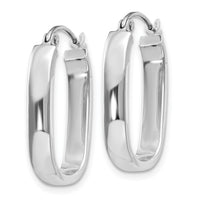14k White Gold Polished Oval Tube Hoop Earrings-TF978