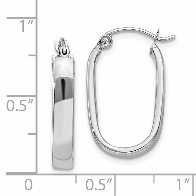 14k White Gold Polished Oval Tube Hoop Earrings-TF978