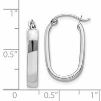 14k White Gold Polished Oval Tube Hoop Earrings-TF978