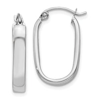 14k White Gold Polished Oval Tube Hoop Earrings-TF978