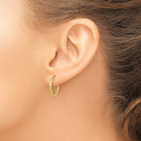 14k 1.35mm Diamond-cut Square Tube Endless Hoop Earrings-TF993