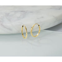 14k 1.35mm Diamond-cut Square Tube Endless Hoop Earrings-TF994