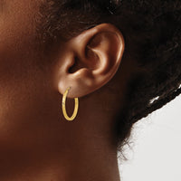 14k 1.35mm Diamond-cut Square Tube Endless Hoop Earrings-TF995