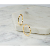 14k 1.35mm Diamond-cut Square Tube Endless Hoop Earrings-TF995