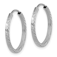 14k White Gold 1.35mm Diamond-cut Square Tube Endless Hoop Earrings-TF995W