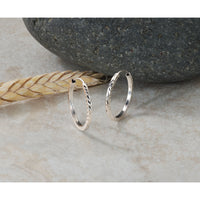 14k White Gold 1.35mm Diamond-cut Square Tube Endless Hoop Earrings-TF995W
