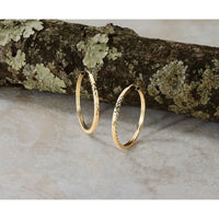 14k 1.35mm Diamond-cut Square Tube Endless Hoop Earrings-TF996