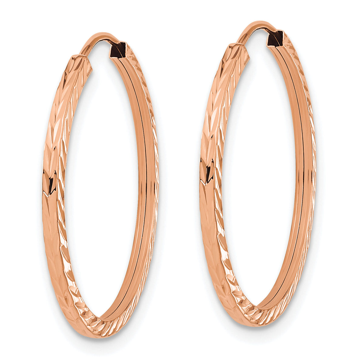 14k Rose Gold 1.60mm D/C Square Tube Endless Hoop Earrings-TF996R