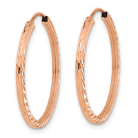 14k Rose Gold 1.60mm D/C Square Tube Endless Hoop Earrings-TF996R