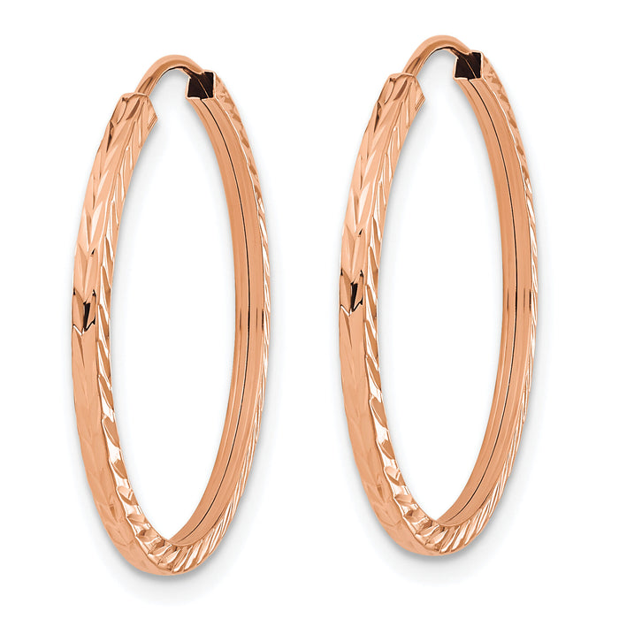 14k Rose Gold 1.60mm D/C Square Tube Endless Hoop Earrings-TF996R