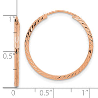 14k Rose Gold 1.60mm D/C Square Tube Endless Hoop Earrings-TF996R