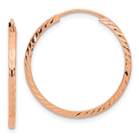 14k Rose Gold 1.60mm D/C Square Tube Endless Hoop Earrings-TF996R