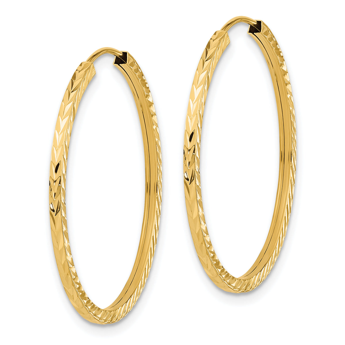 14k 1.35mm Diamond-cut Square Tube Endless Hoop Earrings-TF997