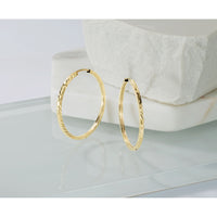 14k 1.35mm Diamond-cut Square Tube Endless Hoop Earrings-TF997