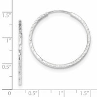 14k White Gold 1.35mm Diamond-cut Square Tube Endless Hoop Earrings-TF997W
