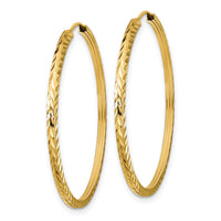 14k 1.35mm Diamond-cut Square Tube Endless Hoop Earrings-TF998