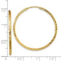 14k 1.35mm Diamond-cut Square Tube Endless Hoop Earrings-TF998