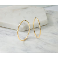14k 1.35mm Diamond-cut Square Tube Endless Hoop Earrings-TF998
