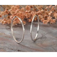 14k White Gold 1.35mm Diamond-cut Square Tube Endless Hoop Earrings-TF998W
