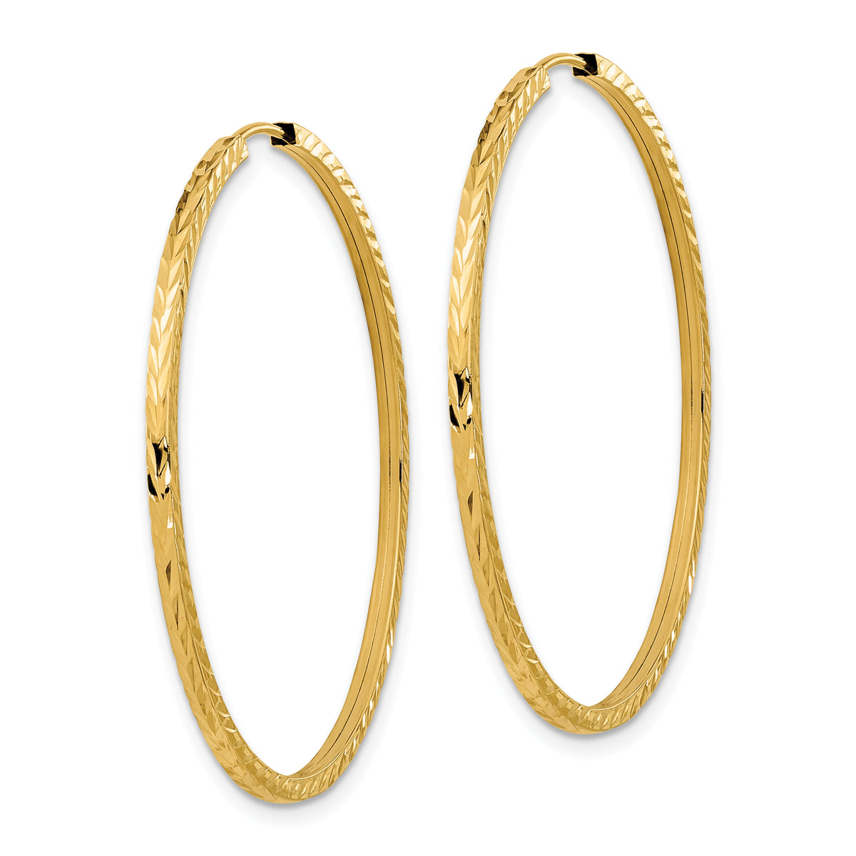 14k 1.35mm Diamond-cut Square Tube Endless Hoop Earrings-TF999