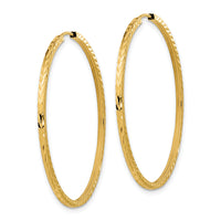 14k 1.35mm Diamond-cut Square Tube Endless Hoop Earrings-TF999