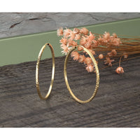 14k 1.35mm Diamond-cut Square Tube Endless Hoop Earrings-TF999