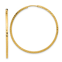 14k 1.35mm Diamond-cut Square Tube Endless Hoop Earrings-TF999