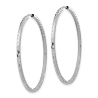 14k White Gold 1.35mm Diamond-cut Square Tube Endless Hoop Earrings-TF999W