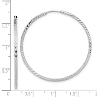 14k White Gold 1.35mm Diamond-cut Square Tube Endless Hoop Earrings-TF999W