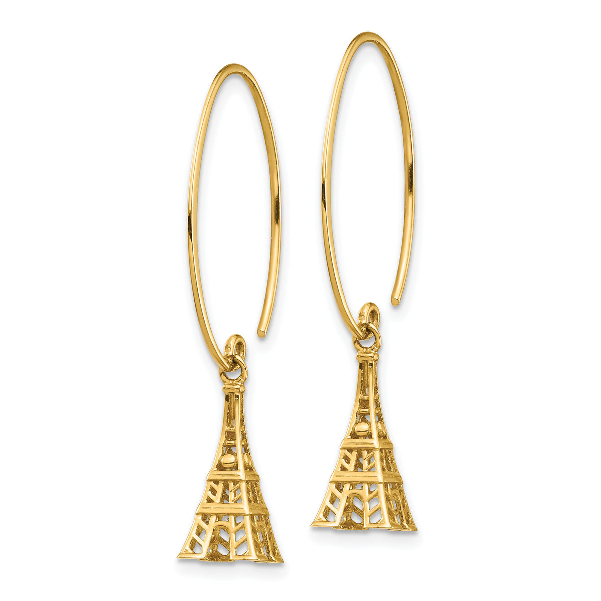 14K Eiffel Tower Dangle Earrings-TH1003