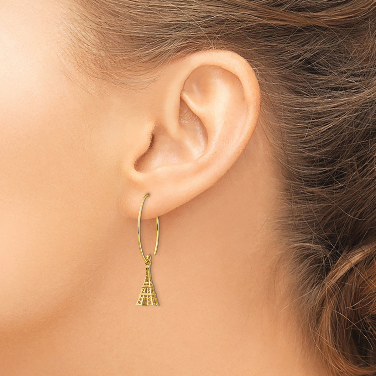 14K Eiffel Tower Dangle Earrings-TH1003