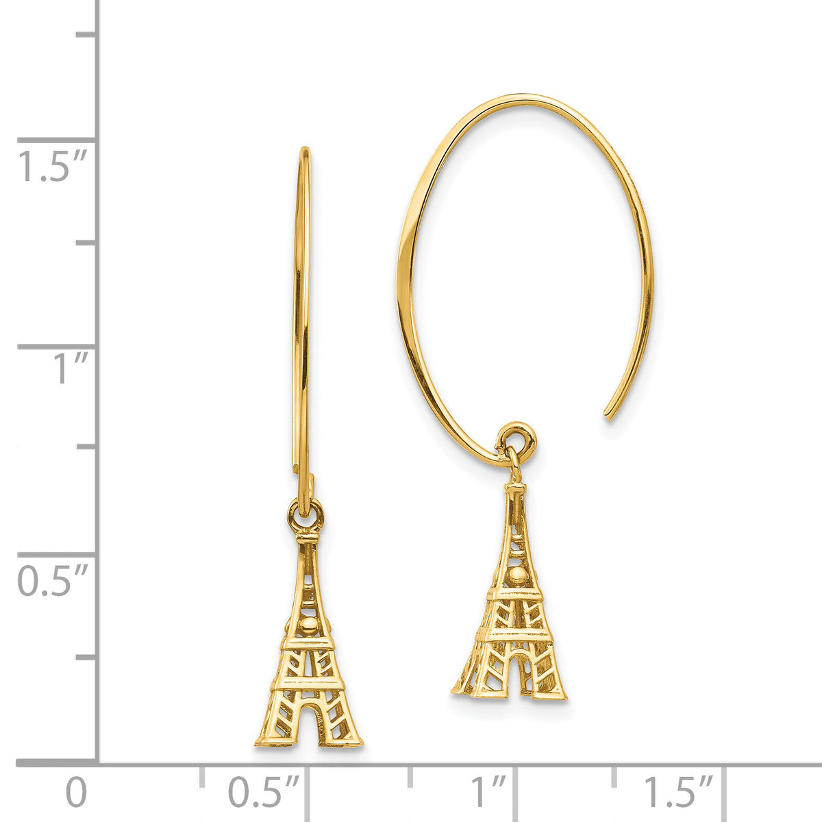 14K Eiffel Tower Dangle Earrings-TH1003
