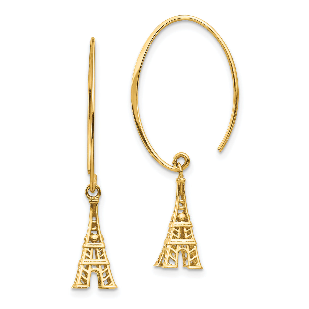 14K Eiffel Tower Dangle Earrings-TH1003