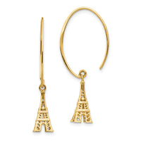 14K Eiffel Tower Dangle Earrings-TH1003
