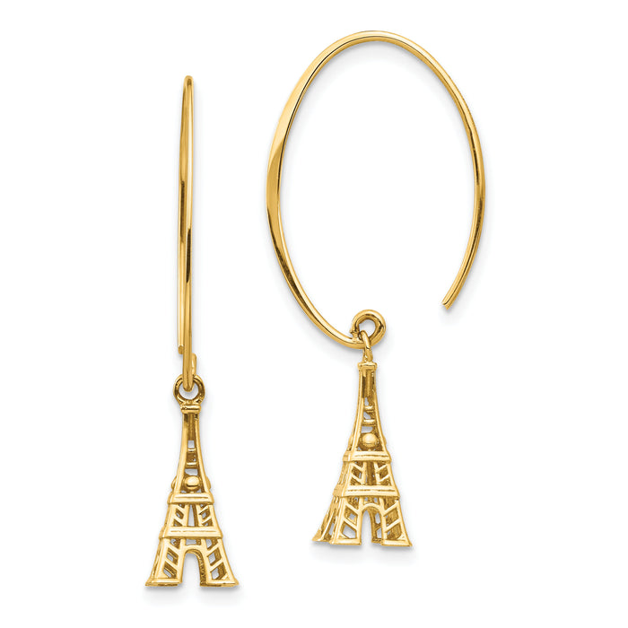 14K Eiffel Tower Dangle Earrings-TH1003