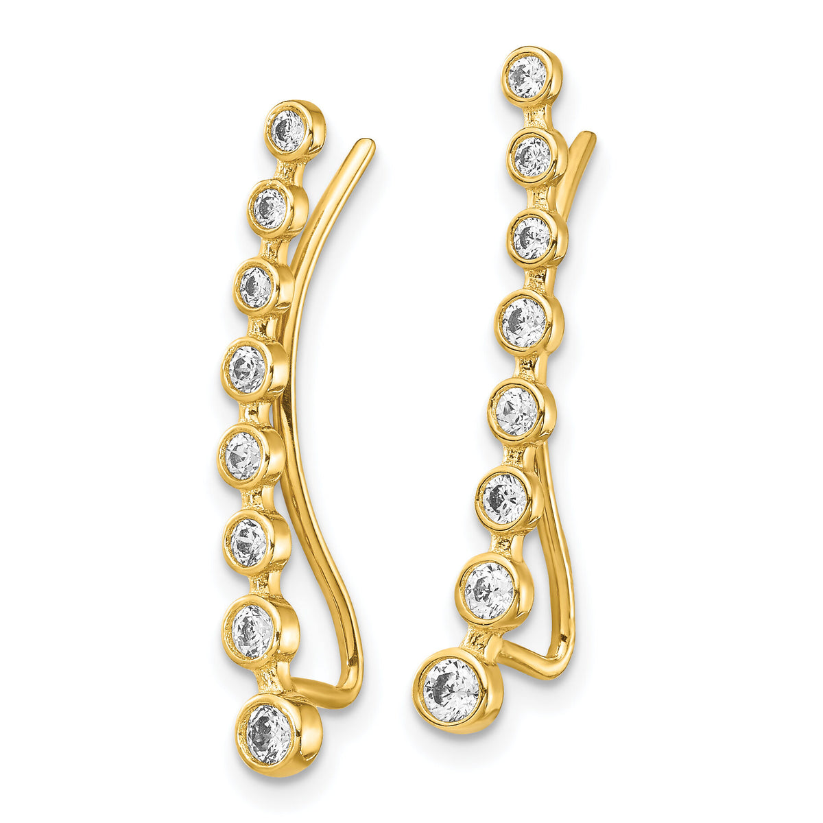 14K CZ Ear Climber Earrings-TH1010