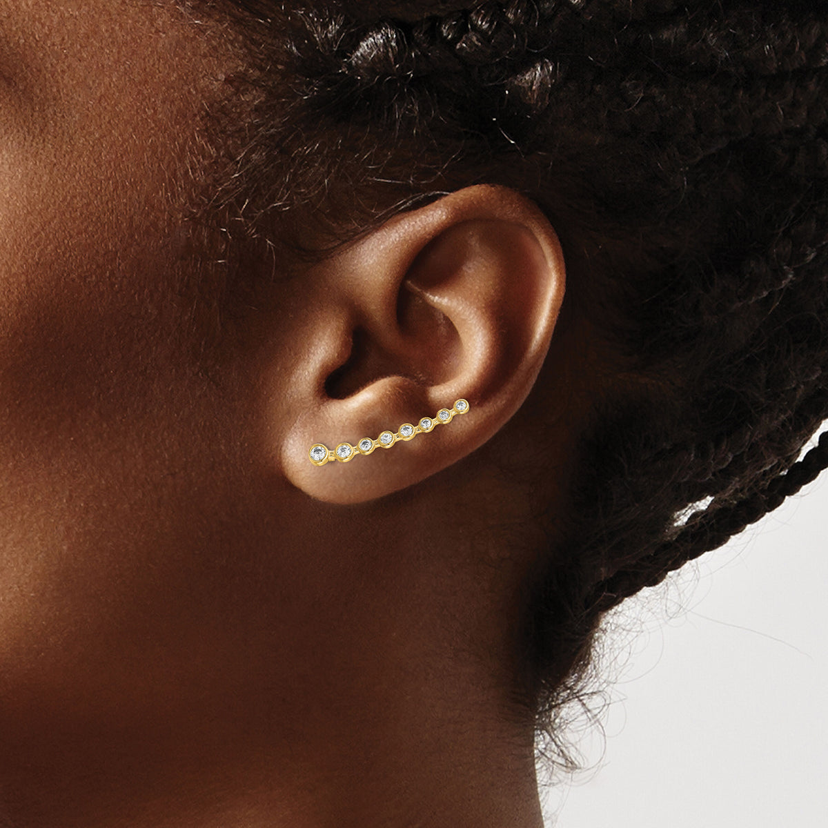 14K CZ Ear Climber Earrings-TH1010