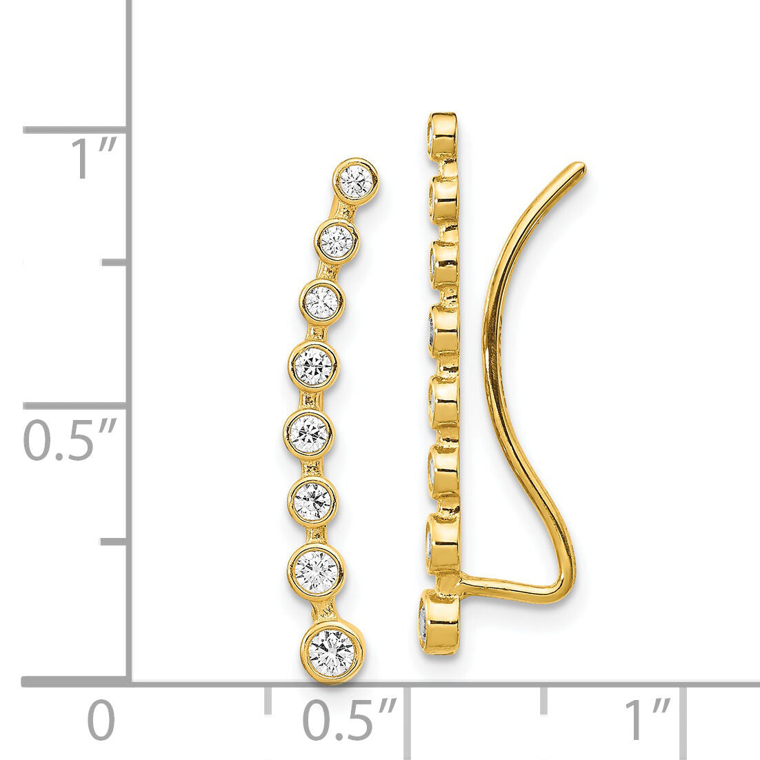 14K CZ Ear Climber Earrings-TH1010