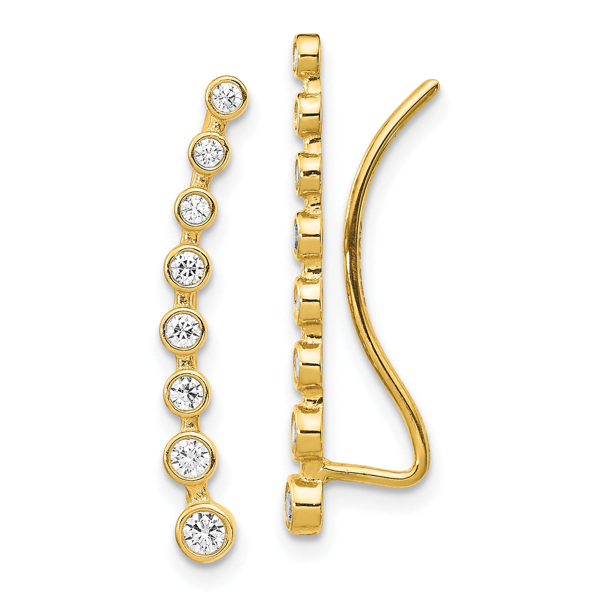 14K CZ Ear Climber Earrings-TH1010