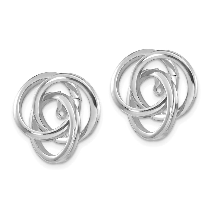 14K White Gold Polished Love Knot Earring Jackets-TH223W