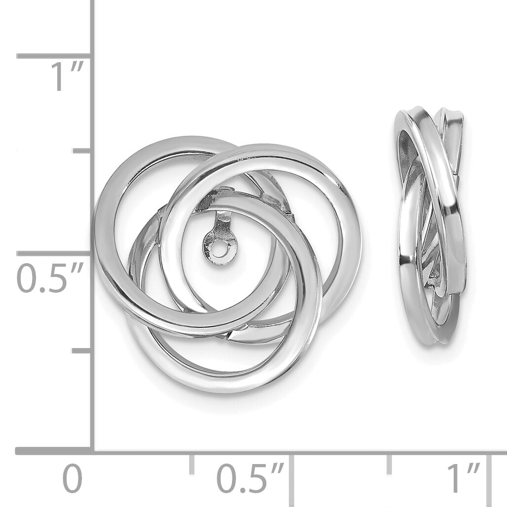14K White Gold Polished Love Knot Earring Jackets-TH223W