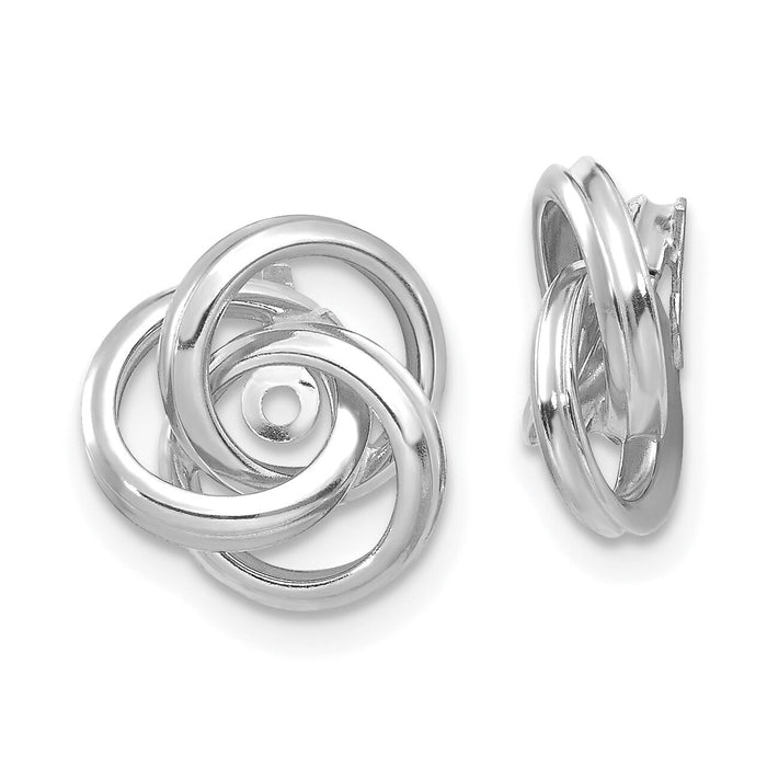 14K White Gold Polished Love Knot Earring Jackets-TH227W