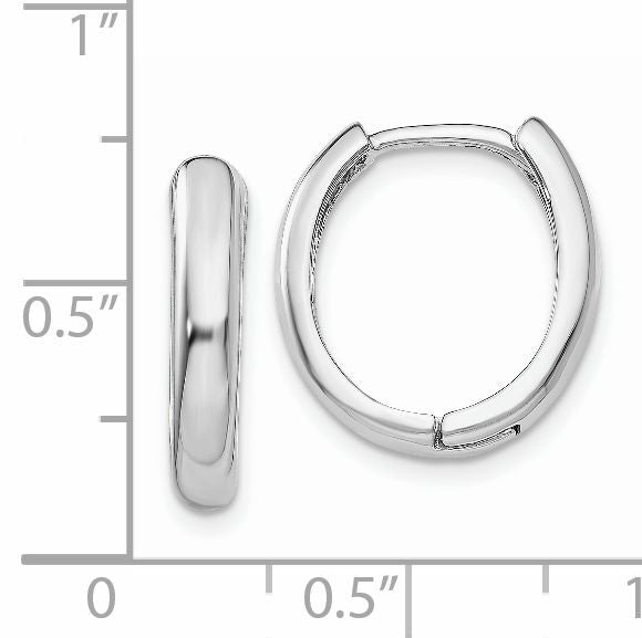 14k White Gold Hinged Hoop Earrings-TH266