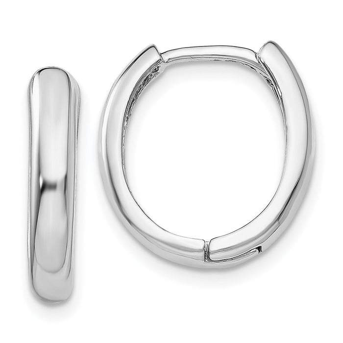 14k White Gold Hinged Hoop Earrings-TH266