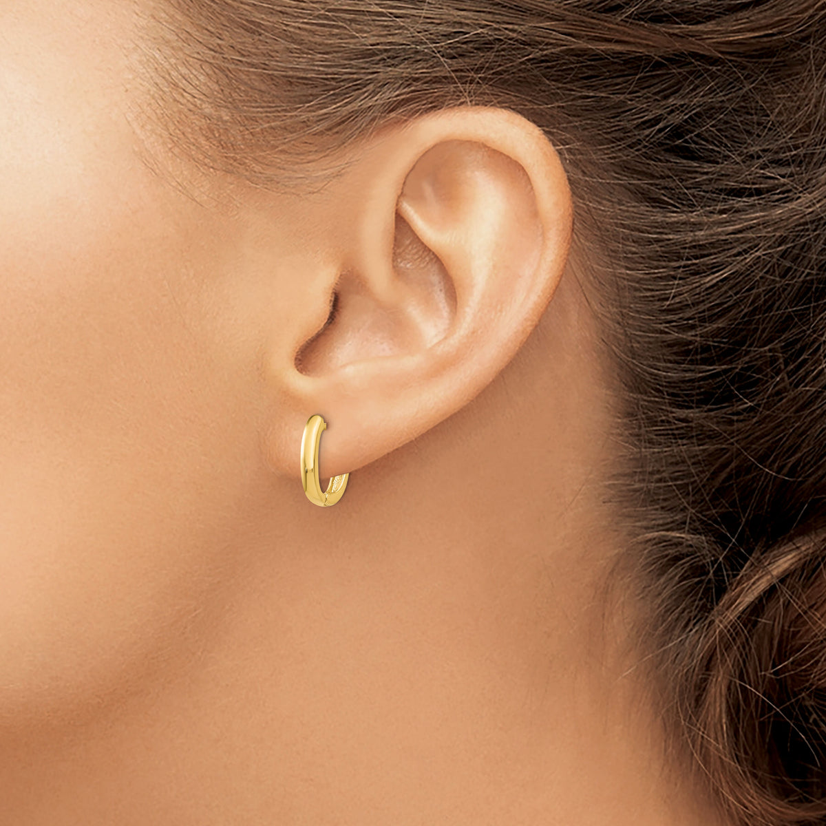 14k Oval Hinged Hoop Earrings-TH268